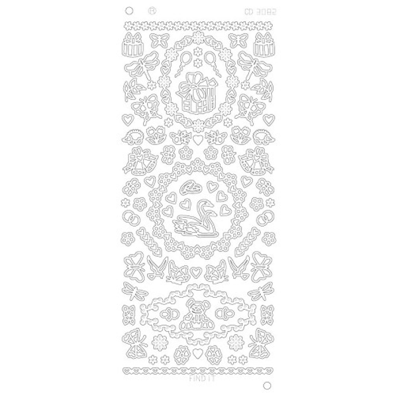 Stickervel: Various ornaments Platinum - Zilver